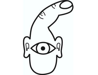 How the computer sees us. With traditional interfaces, humans are reduced to an eye and a finger.Courtesy Dan O'Sullivan and Tom Igoe.