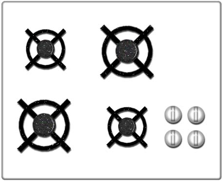 Illustration of a stove top designed according to what Don Norman calls "naturally mapped" design. Courtesy of pibook.gr License: Attribution-NonCommercial-ShareAlike 2.0