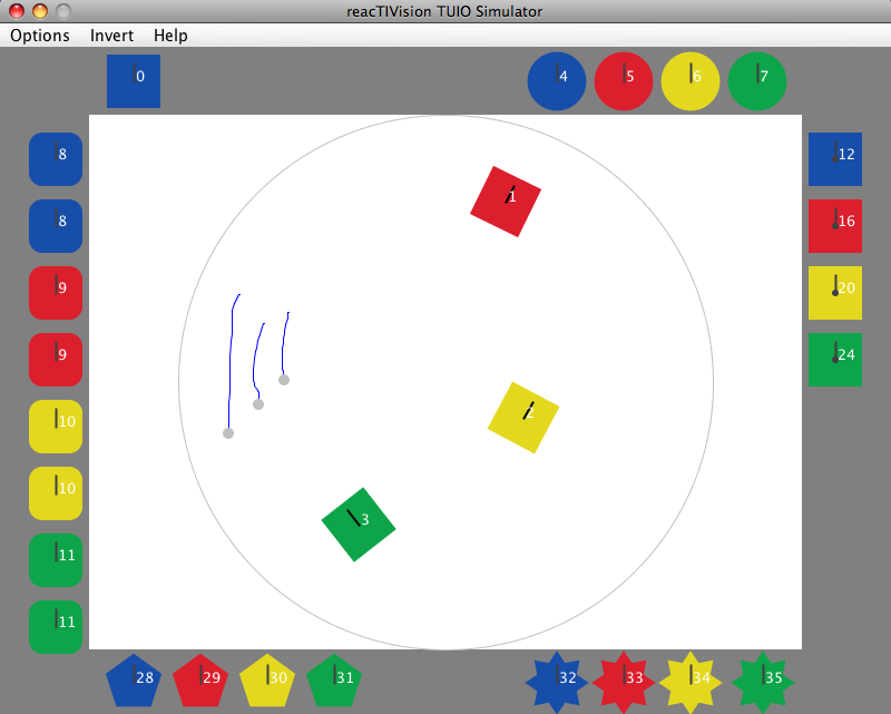 TUIO_simulator example. Image: Courtesy of reactivision.sourceforge.net.General Public License.